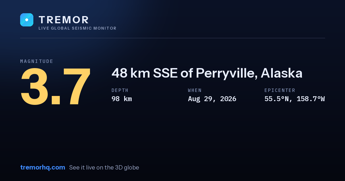 M3.7 earthquake near 48 km SSE of Perryville, Alaska