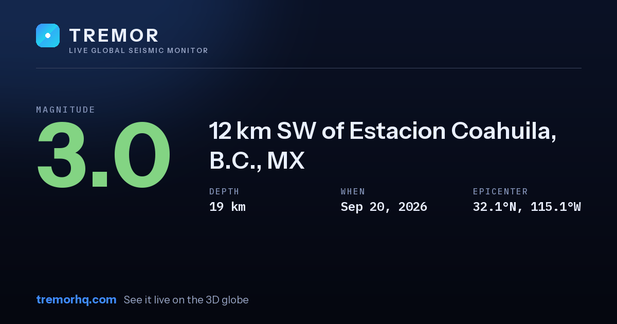 M3.0 earthquake near 12 km SW of Estacion Coahuila, B.C., MX