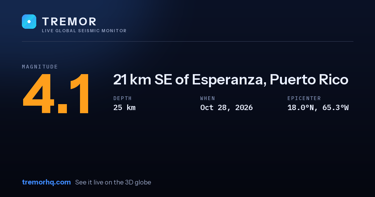 M4.1 earthquake near 21 km SE of Esperanza, Puerto Rico