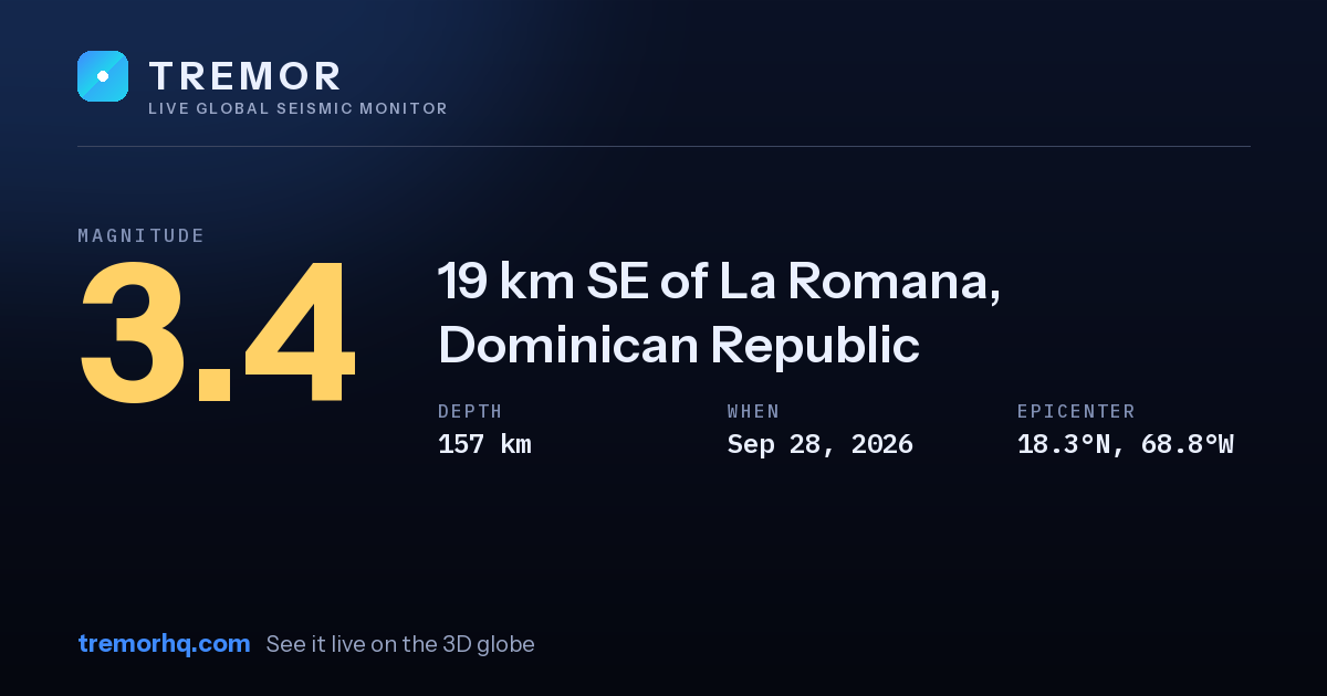 M3.4 earthquake near 19 km SE of La Romana, Dominican Republic