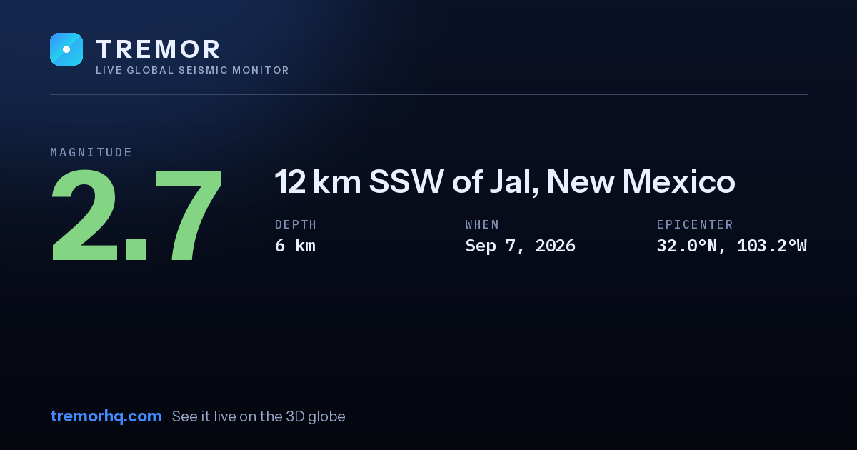 M2.7 earthquake near 12 km SSW of Jal, New Mexico