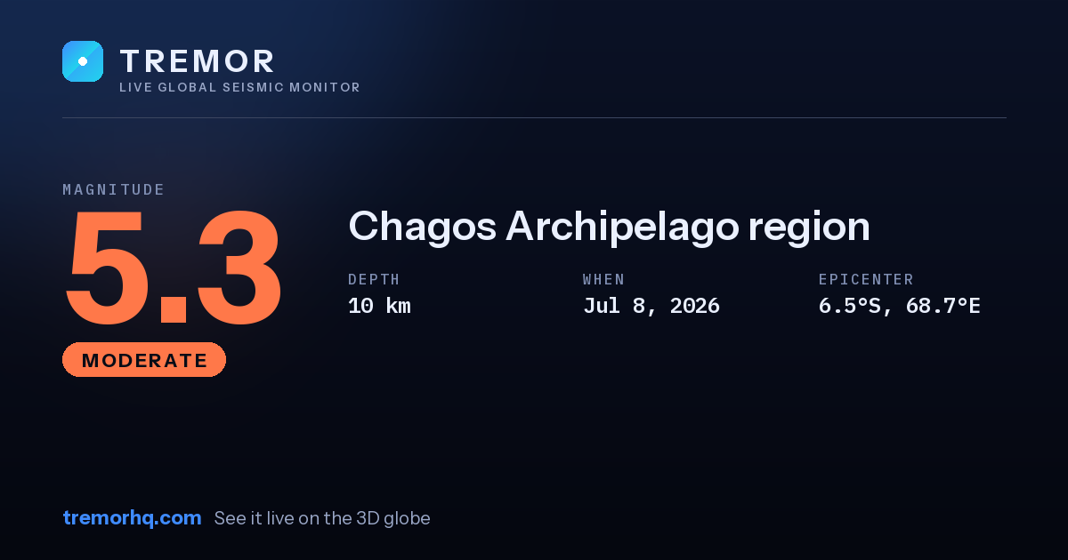 M5.3 earthquake near Chagos Archipelago region
