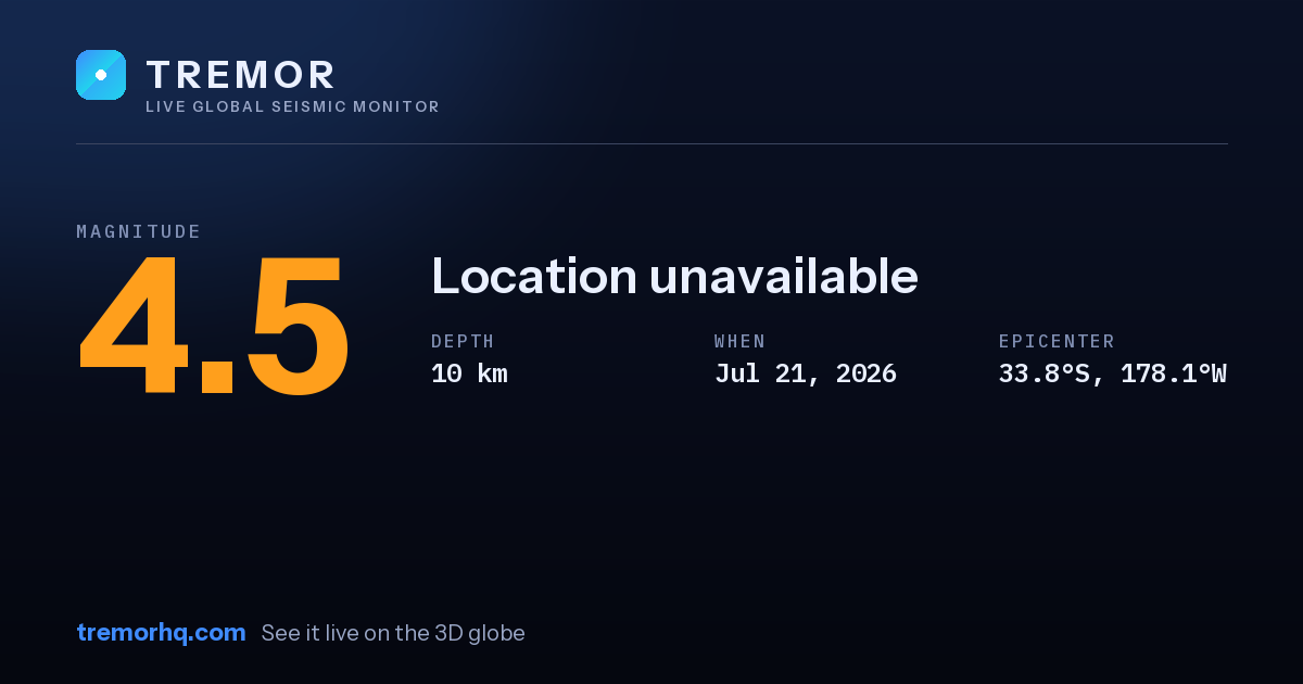 M4.5 earthquake near an offshore area