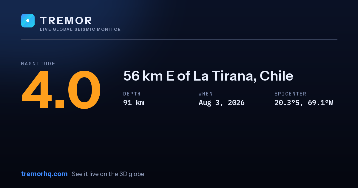 M4.0 earthquake near 56 km E of La Tirana, Chile