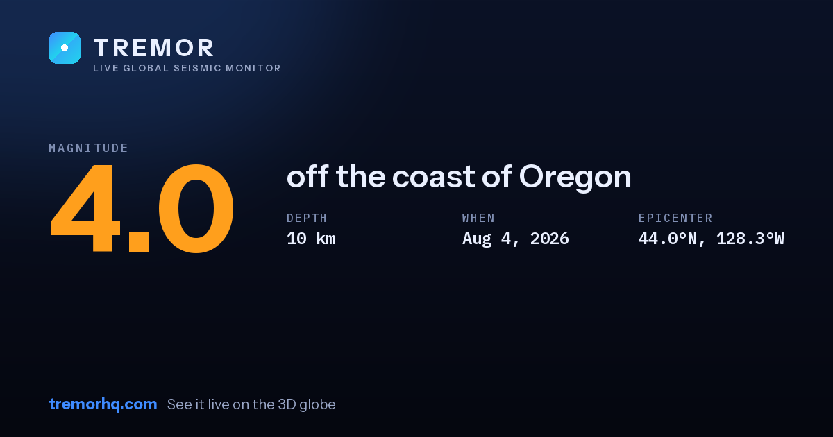 M4.0 earthquake near off the coast of Oregon