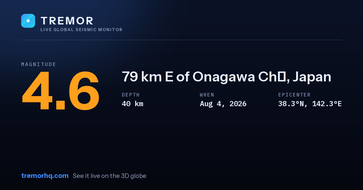 M4.6 earthquake near 79 km E of Onagawa Chō, Japan