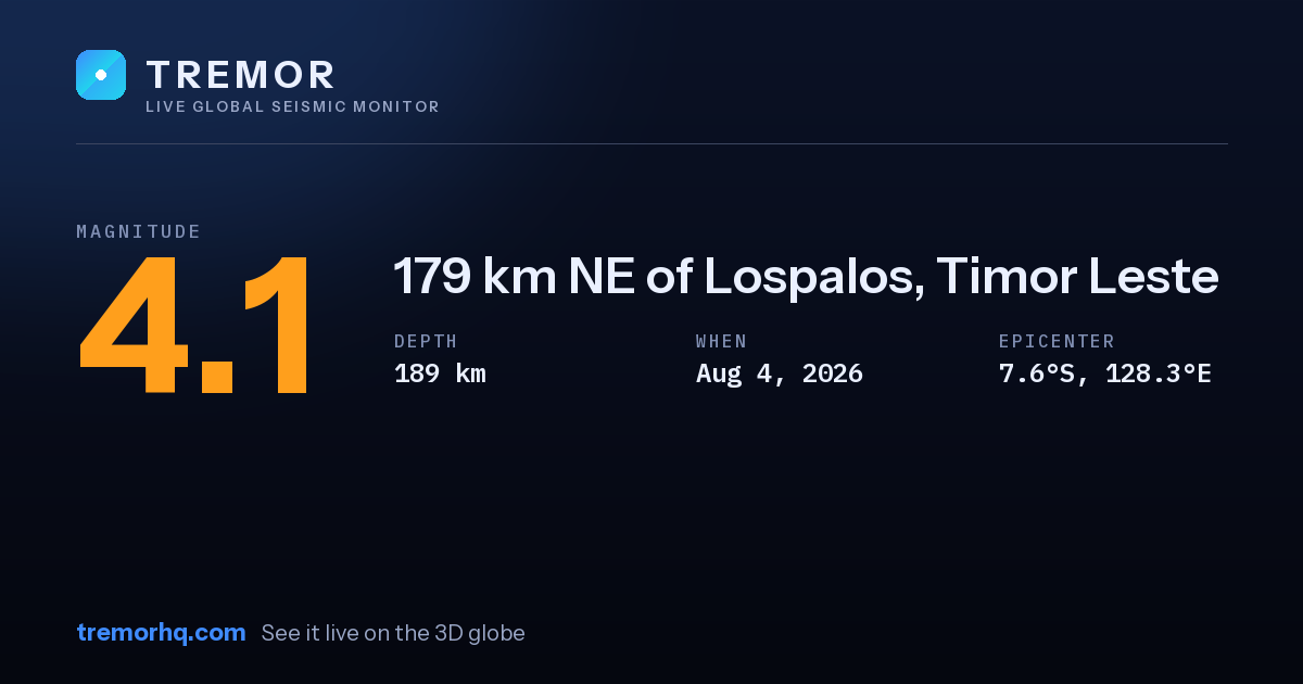 M4.1 earthquake near 179 km NE of Lospalos, Timor Leste