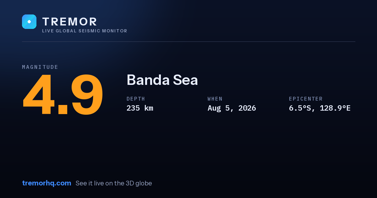 M4.9 earthquake near Banda Sea