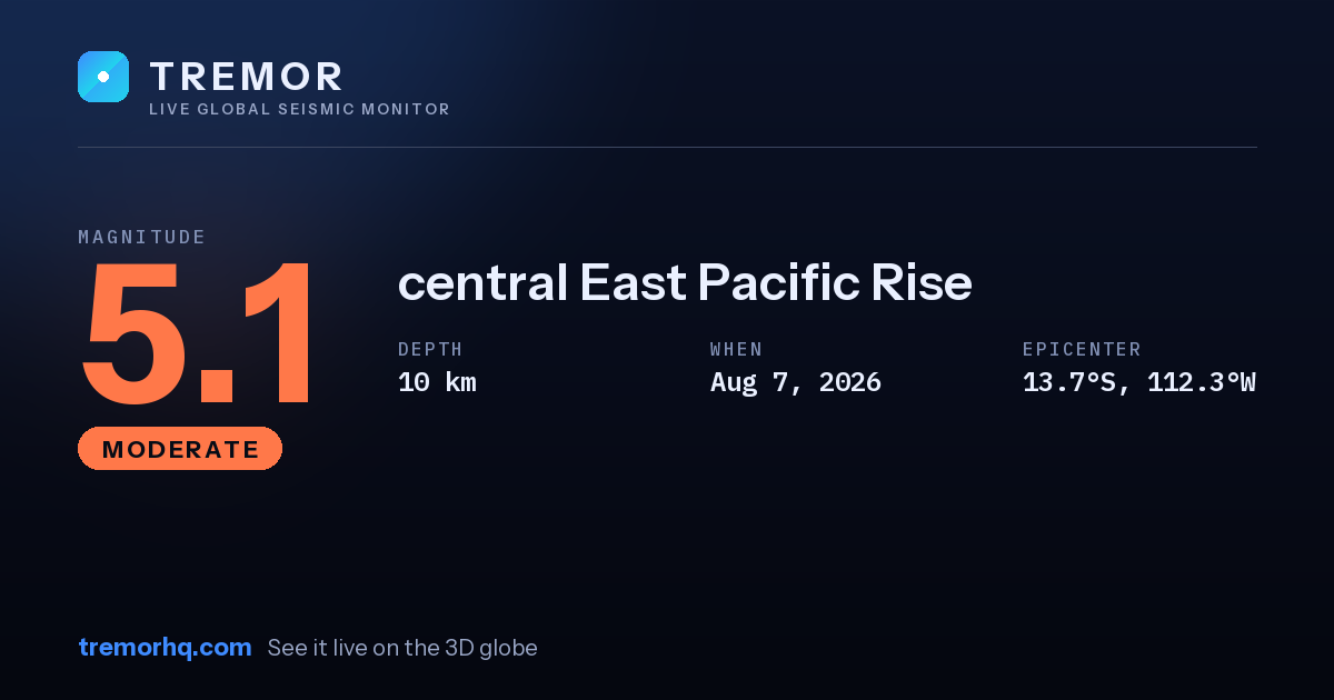 M5.1 earthquake near central East Pacific Rise