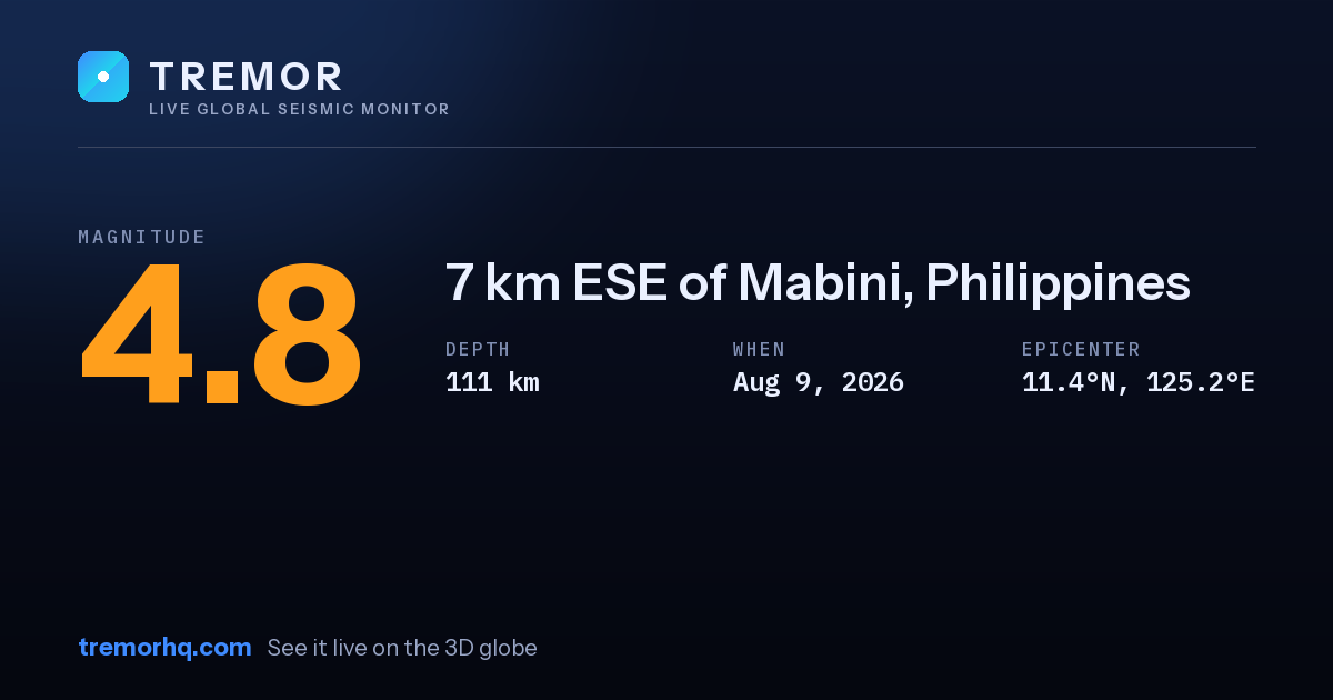 M4.8 earthquake near 7 km ESE of Mabini, Philippines