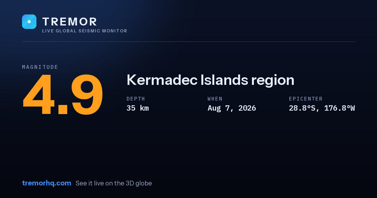 M4.9 earthquake near Kermadec Islands region