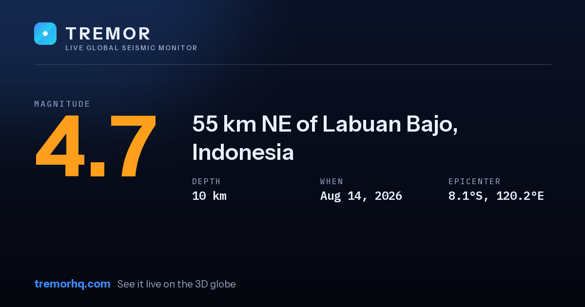 M4.7 earthquake near 55 km NE of Labuan Bajo, Indonesia