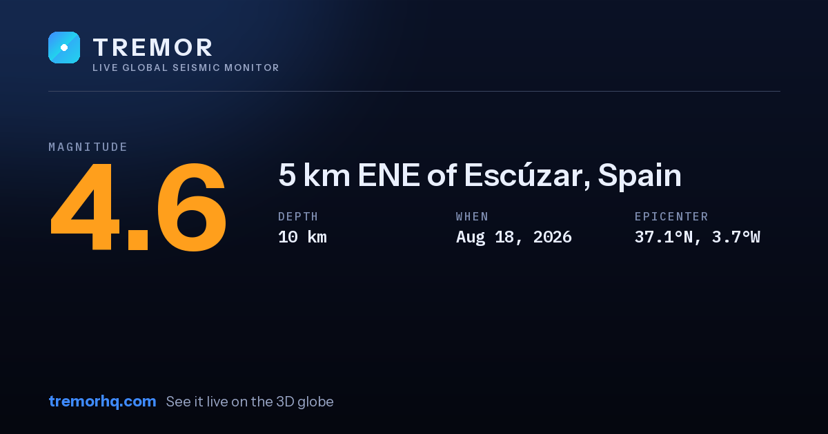 M4.6 earthquake near 5 km ENE of Escúzar, Spain