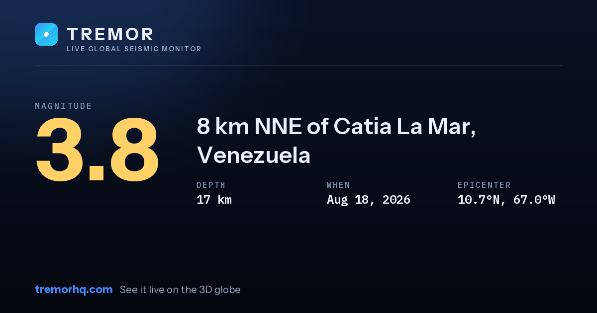M3.8 earthquake near 8 km NNE of Catia La Mar, Venezuela