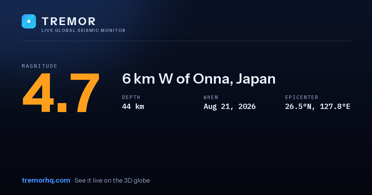 M4.7 earthquake near 6 km W of Onna, Japan