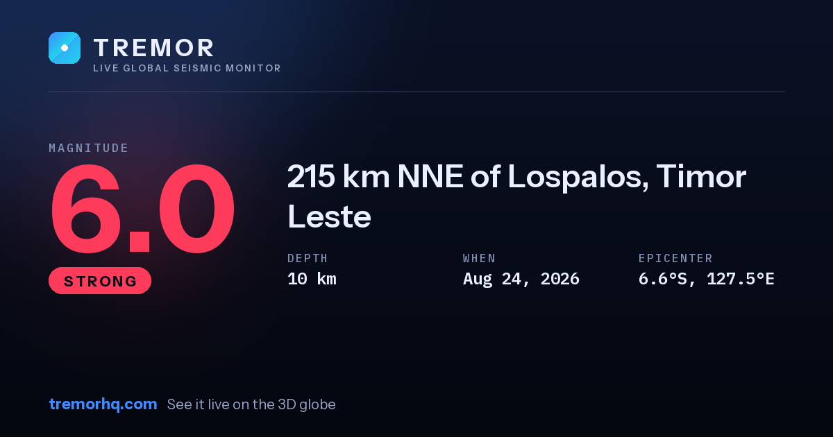 M6.0 earthquake near 215 km NNE of Lospalos, Timor Leste
