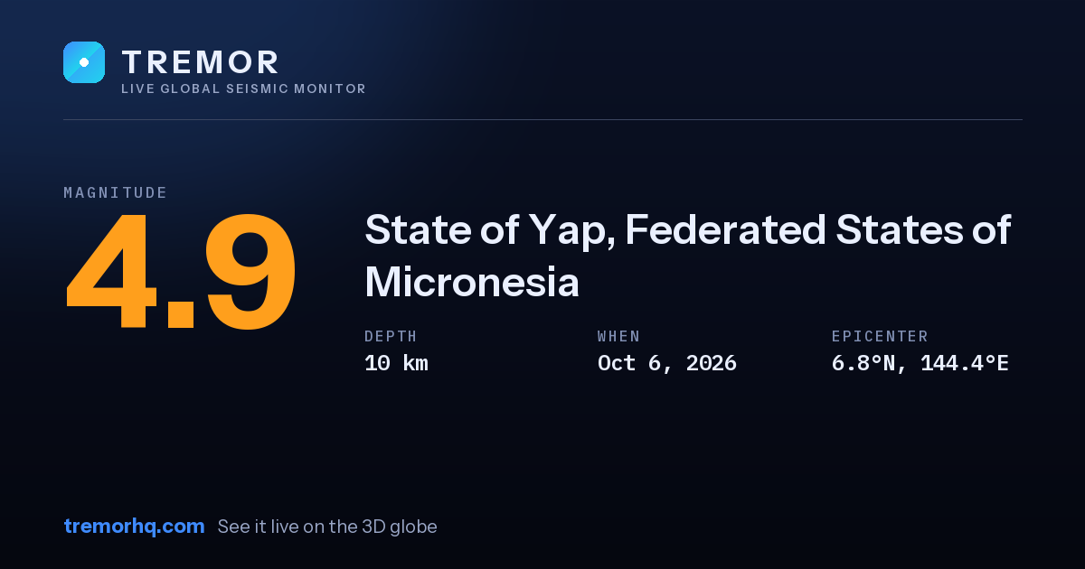 M4.9 earthquake near State of Yap, Federated States of Micronesia