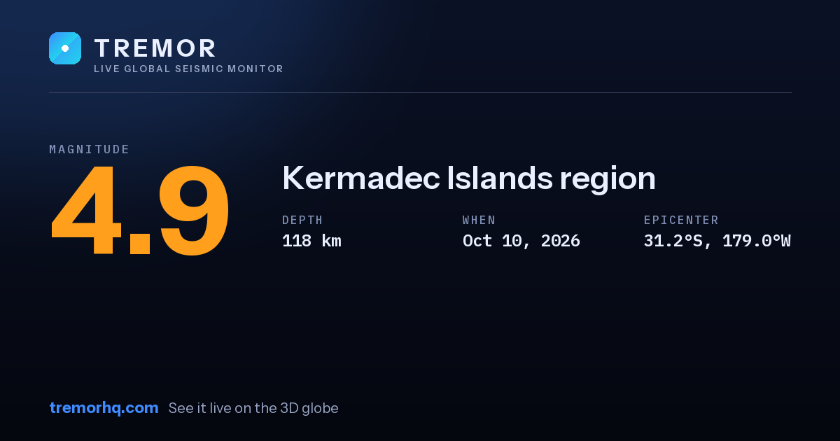 M4.9 earthquake near Kermadec Islands region
