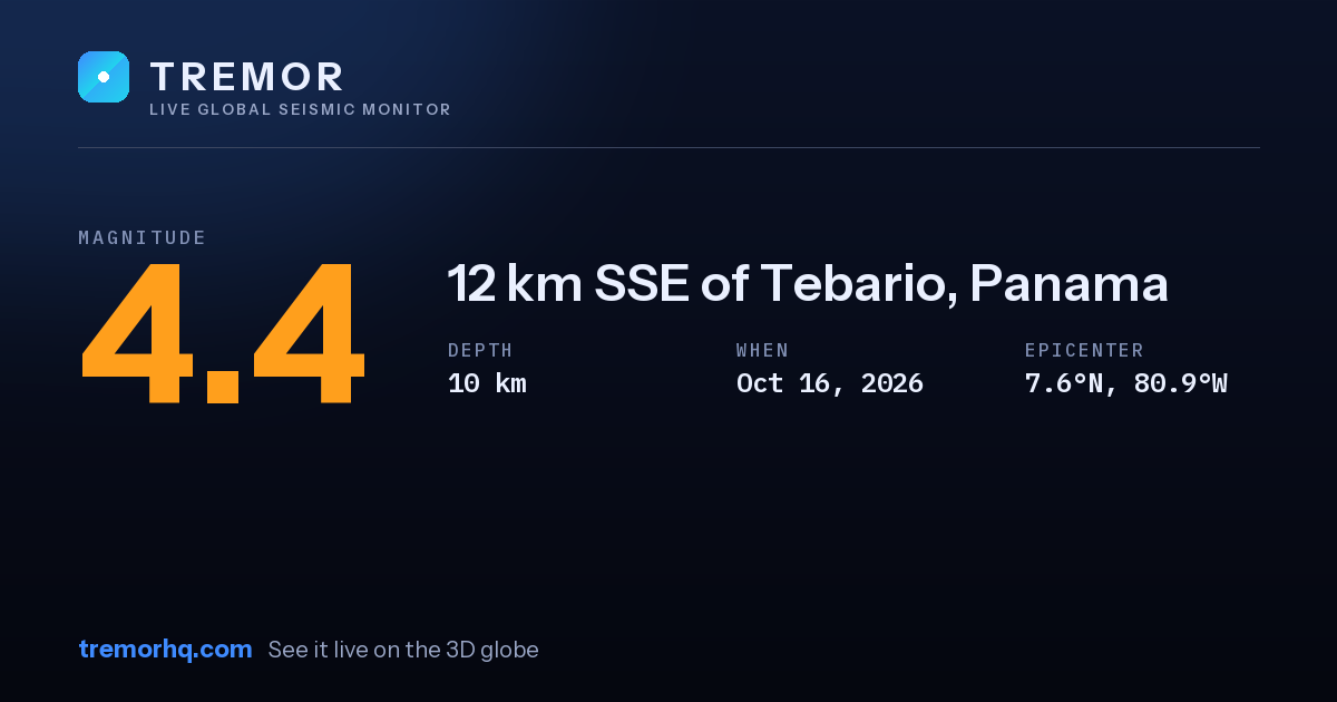 M4.4 earthquake near 12 km SSE of Tebario, Panama