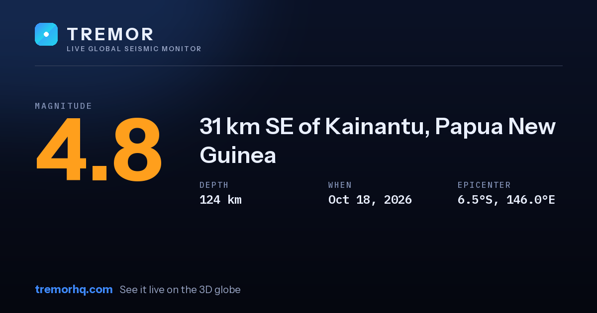 M4.8 earthquake near 31 km SE of Kainantu, Papua New Guinea
