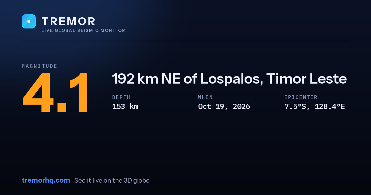 M4.1 earthquake near 192 km NE of Lospalos, Timor Leste