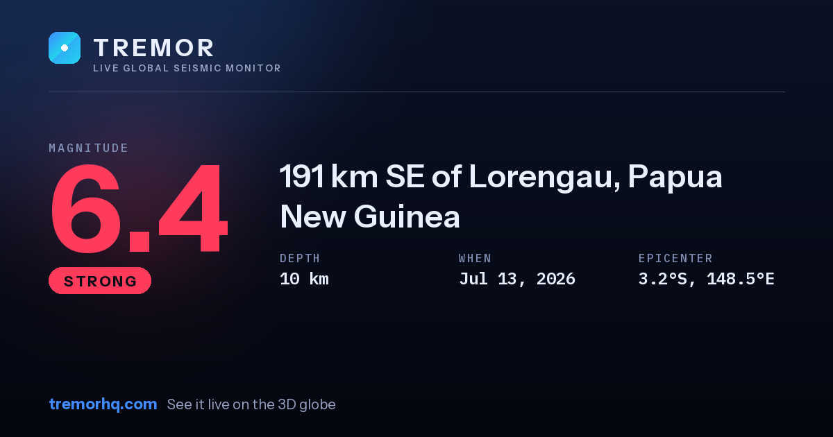 M6.4 earthquake near 191 km SE of Lorengau, Papua New Guinea