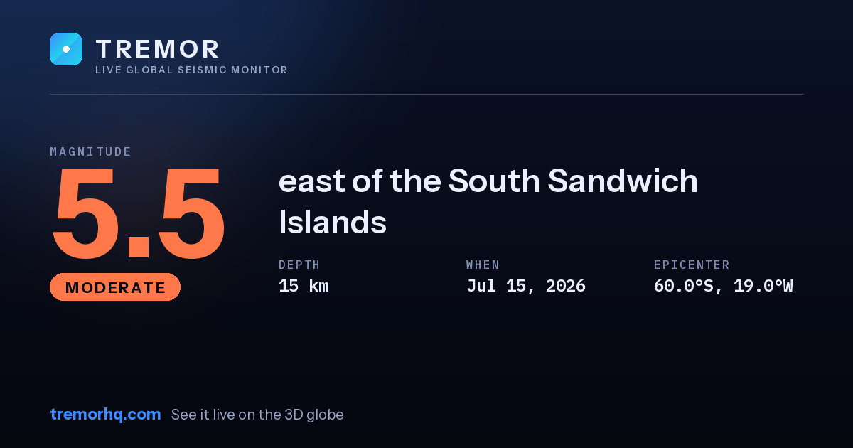 M5.5 earthquake near east of the South Sandwich Islands