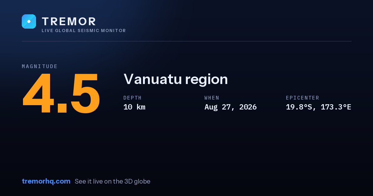 M4.5 earthquake near Vanuatu region