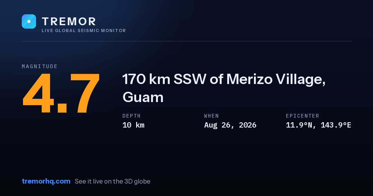 M4.7 earthquake near 170 km SSW of Merizo Village, Guam
