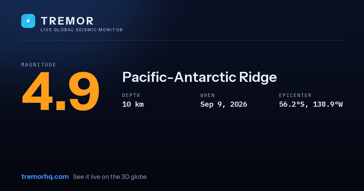 M4.9 earthquake near Pacific-Antarctic Ridge