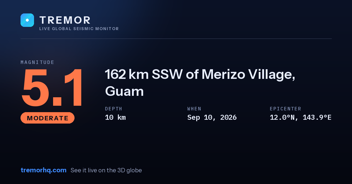 M5.1 earthquake near 162 km SSW of Merizo Village, Guam