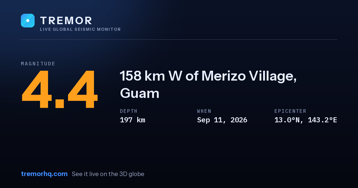 M4.4 earthquake near 158 km W of Merizo Village, Guam