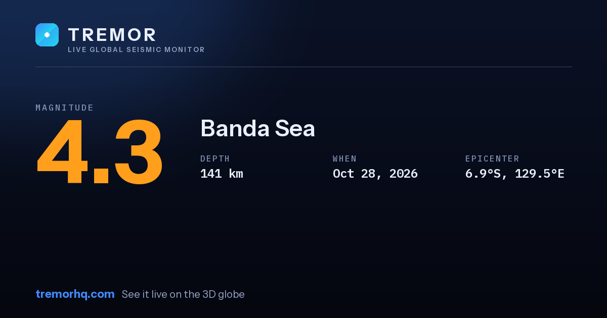 M4.3 earthquake near Banda Sea