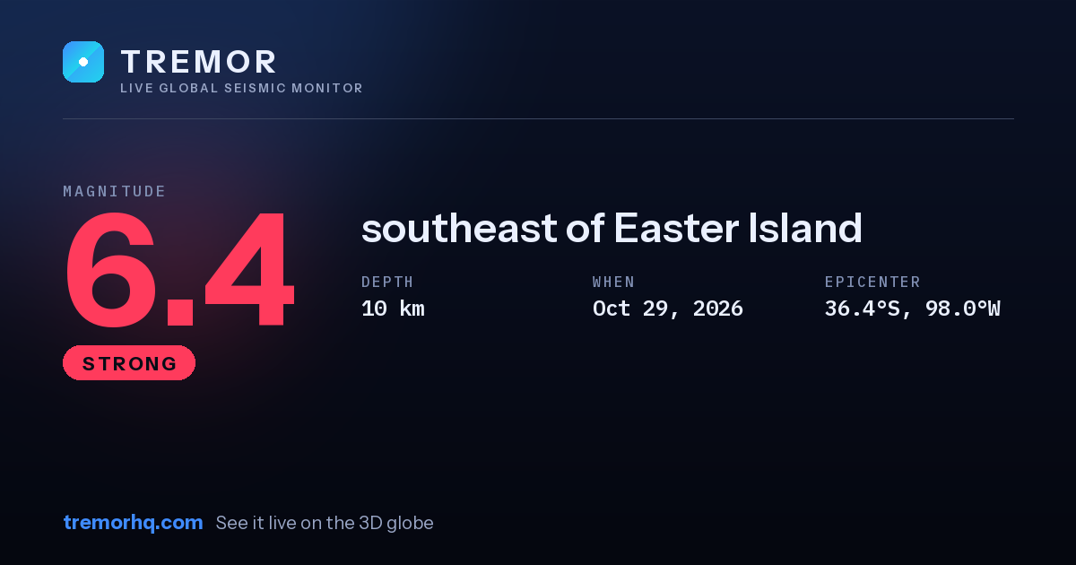 M6.4 earthquake near southeast of Easter Island