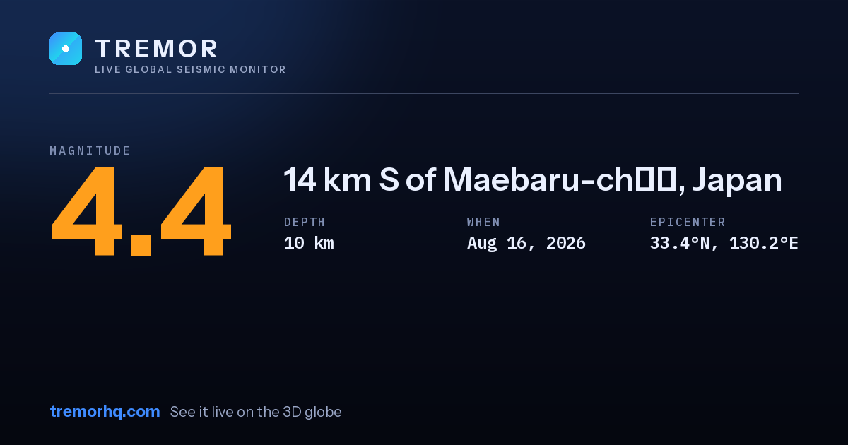 M4.4 earthquake near 14 km S of Maebaru-chūō, Japan